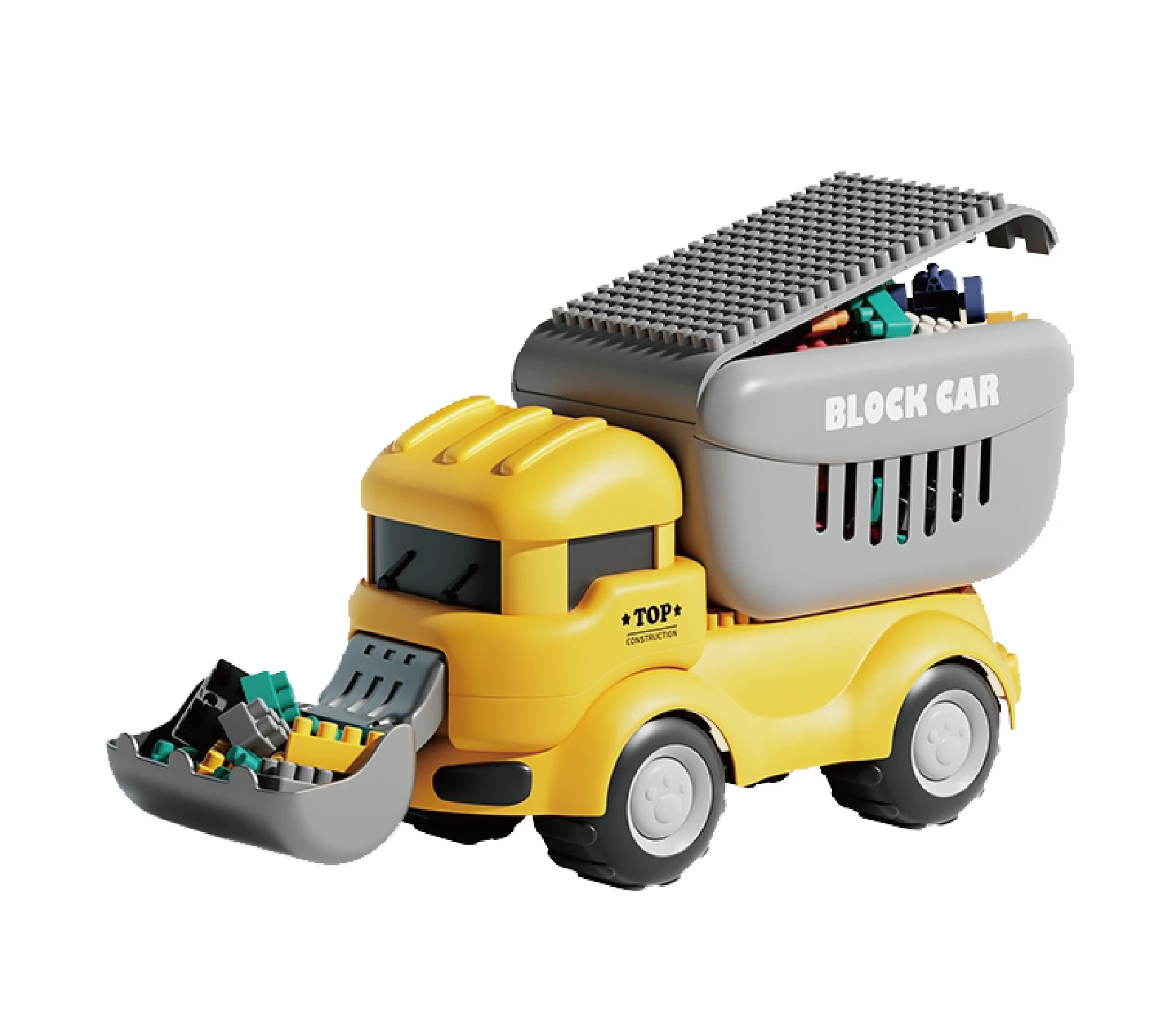 main-image-1 Kocke za Slaganje Kamiona i Vozila kamion u zutoj boji pun kockica