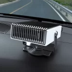 Prenosivi auto grejač i ventilator sive boje postavnjen u autu