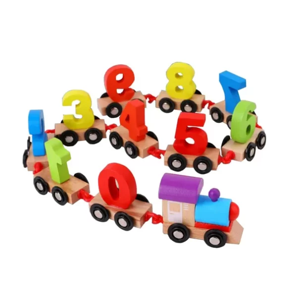 Drveni šareni voz sa brojevima – edukativna igračka za predškolce