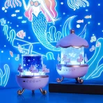 LED projektor noćno svetlo – romantična rotirajuća lampa sa muzikom i projekcijom zvezda - Slika 5