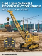 RC građevinska dizalica igračka – 2.4G daljinski bager i toranjska dizalica sa svetlom i dimnim efektom - Slika 6