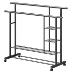 Metalni stalak za odeću – Multifunkcionalni dvostruki stalak sa policama - Slika 6