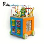 Drvena edukativna guralica za bebe – hodalica sa aktivnostima (busy board) - Slika 2