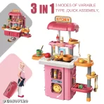 Dečija kuhinja 3u1 sa svetlom, zvukom i funkcijom prskanja vode – interaktivni set za igru uloga (49 delova) - Slika 3