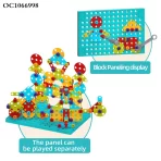 3D DIY set za sklapanje sa 490 delova – edukativni sto za decu sa šrafovima i građevinskim blokovima - Slika 3