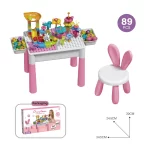 Dečiji sto i stolica sa kockicama – kreativna podloga za slaganje figura i igru - Slika 4