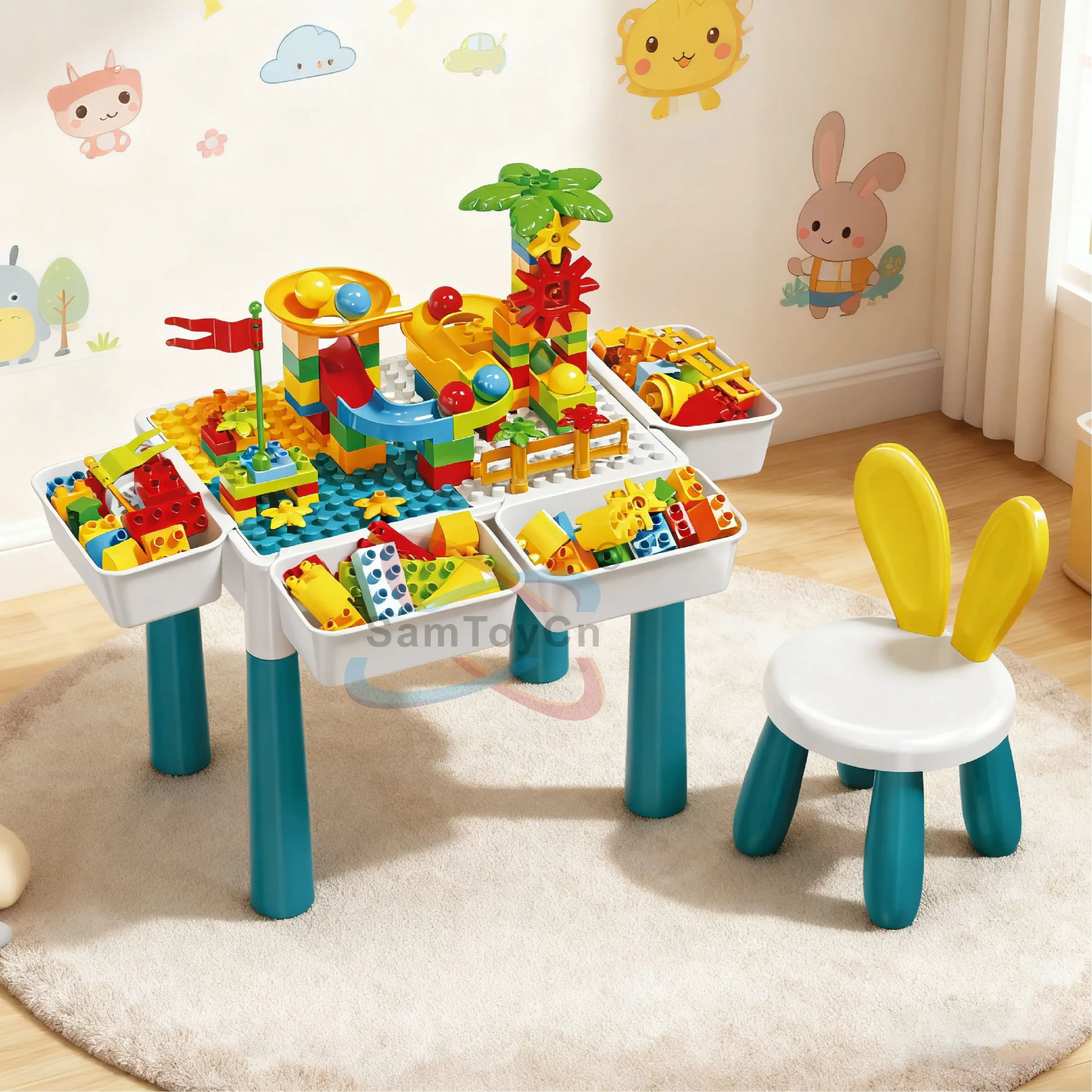 main-image-3 Dečiji sto za slaganje kockica sa stolicom u sobi