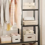 Metalni stalak za odeću – Multifunkcionalni dvostruki stalak sa policama - Slika 4