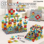 3D DIY set za sklapanje sa 490 delova – edukativni sto za decu sa šrafovima i građevinskim blokovima - Slika 4