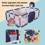 Stabilna i bezbedna ogradica za mališane sa praktičnom korpom – Metalni ograđeni prostor za igru - Slika 4