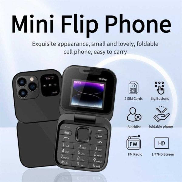 Mini Sklopivi Telefon F15 Mini crne boje