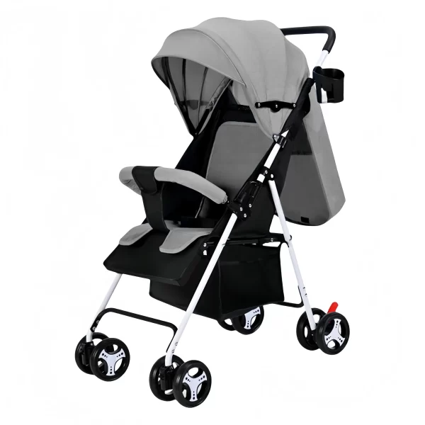 Prenosiva sklopiva dečija kolica 3 u 1 u sivo - crnoj boji