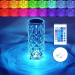 LED kristalna lampa ruža – RGB touch lampa sa daljinskim
