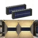 solarna led lampa za ogradu prikazana jedna pored druge na ogradi