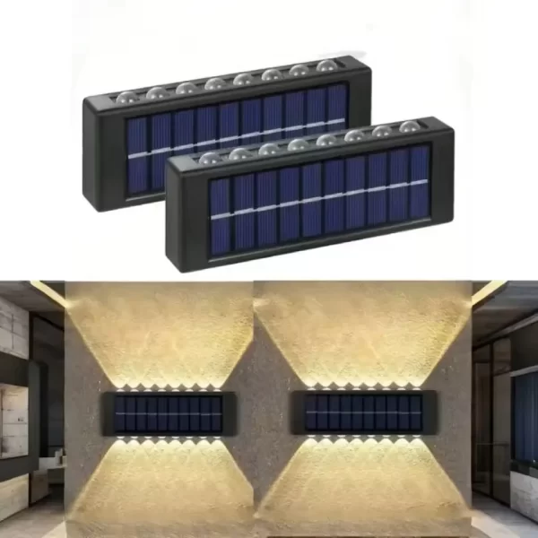 solarna led lampa za ogradu prikazana jedna pored druge na ogradi