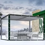 Providna PVC cerada za zatvaranje letnjikovca sa metalnim alkicama, postavljena kao zaštita od kiše i vetra